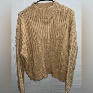 Time and Tru Cable Knit Sweater - Cream